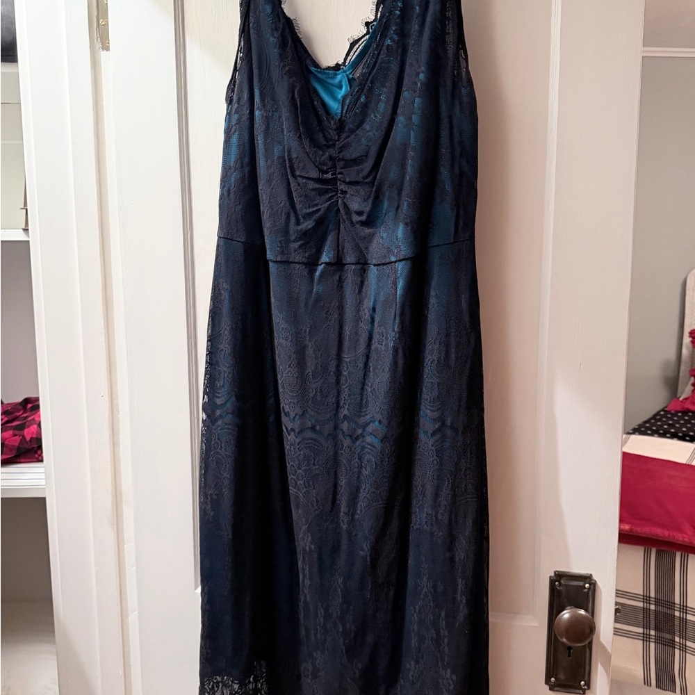 Lane Bryant Teal and Navy Lace Dress